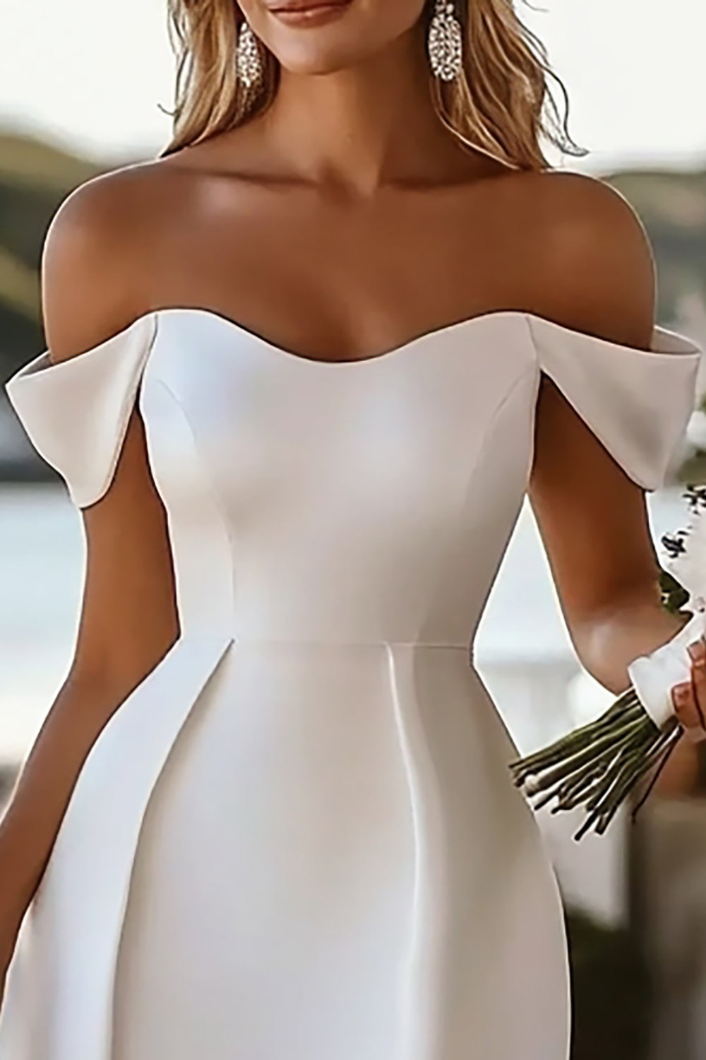 Off The Shoulder Satin Bodycon White Short Graduation Dress