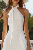 Sheath Halter White Short Graduation Dress