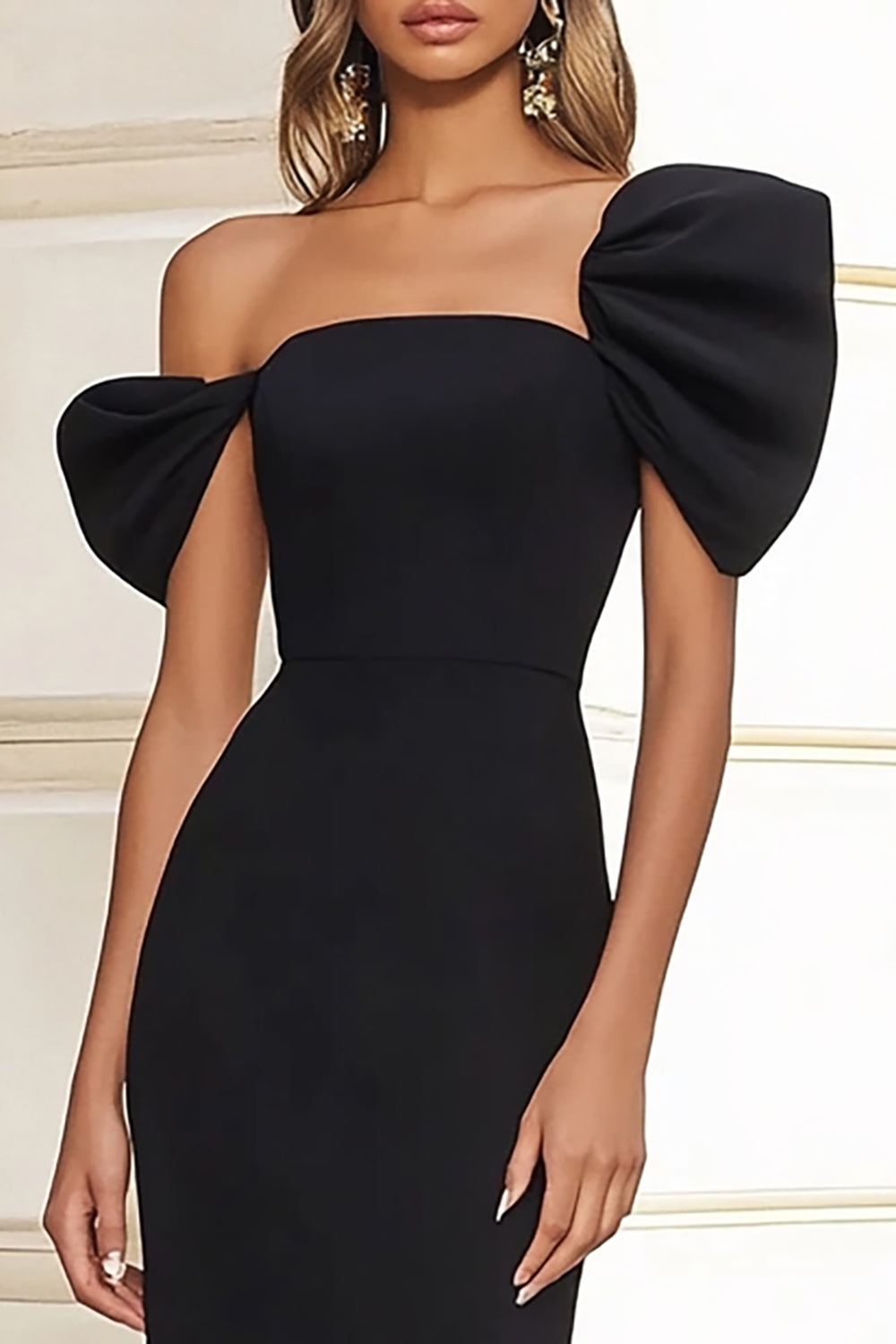 Mermaid Long Black Tie Dress with Slit