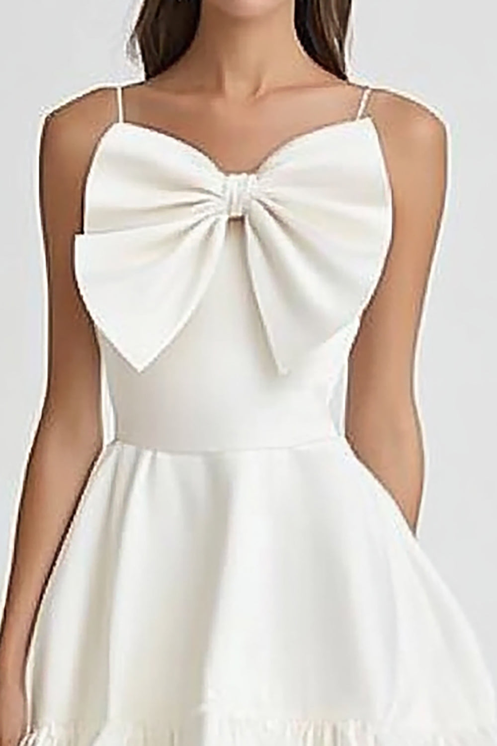 White A Line Short Graduation Dress with Bow