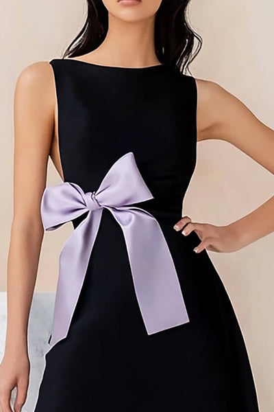 Berylove Women A Line Little Black Dress Boat Neck Graduation Dress with Bow, Black / US16W Berylove Women A Line Little Black Dress Boat Neck Graduation Dress with Bow, Black / US16W
