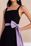 Black Asymmetrical Graduation Dress with Bow