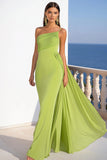Mermaid Green One Shoulder Chiffon Formal Dress