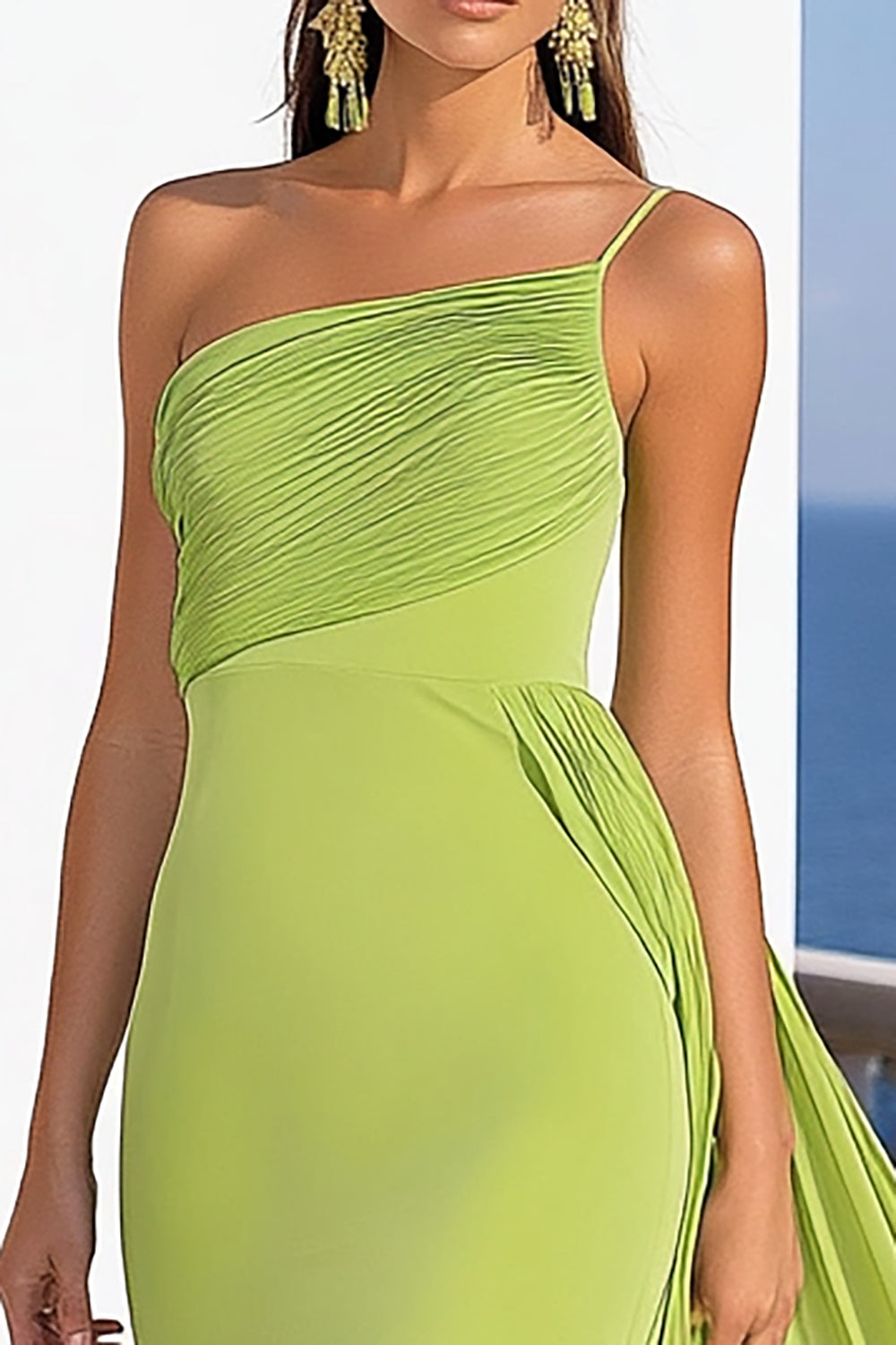 Mermaid Green One Shoulder Chiffon Formal Dress