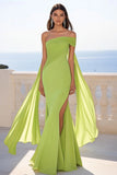 Mermaid Green One Shoulder Formal Dress with Slit