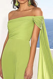 Mermaid Green One Shoulder Formal Dress with Cape