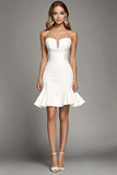 Strapless Ivory Bodycon Graduation Dress