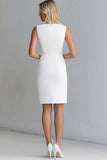 Ivory V Neck Bodycon Work Dress