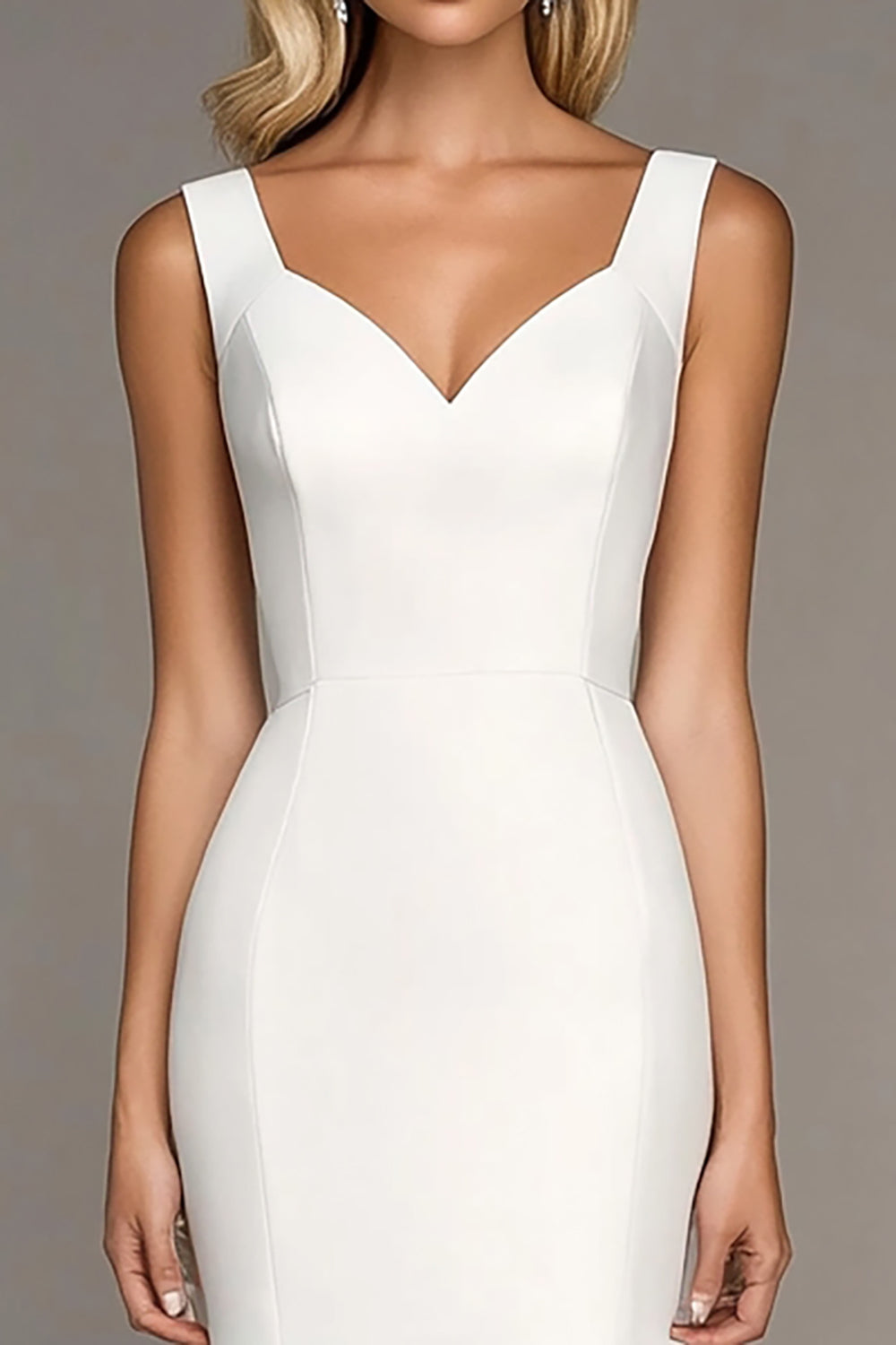 Ivory Bodycon V-Neck Ruffled Graduation Dress