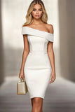 Ivory Off The Shoulder Bodycon Graduation Dress
