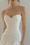 White Sweetheart Ruched Graduation Dress