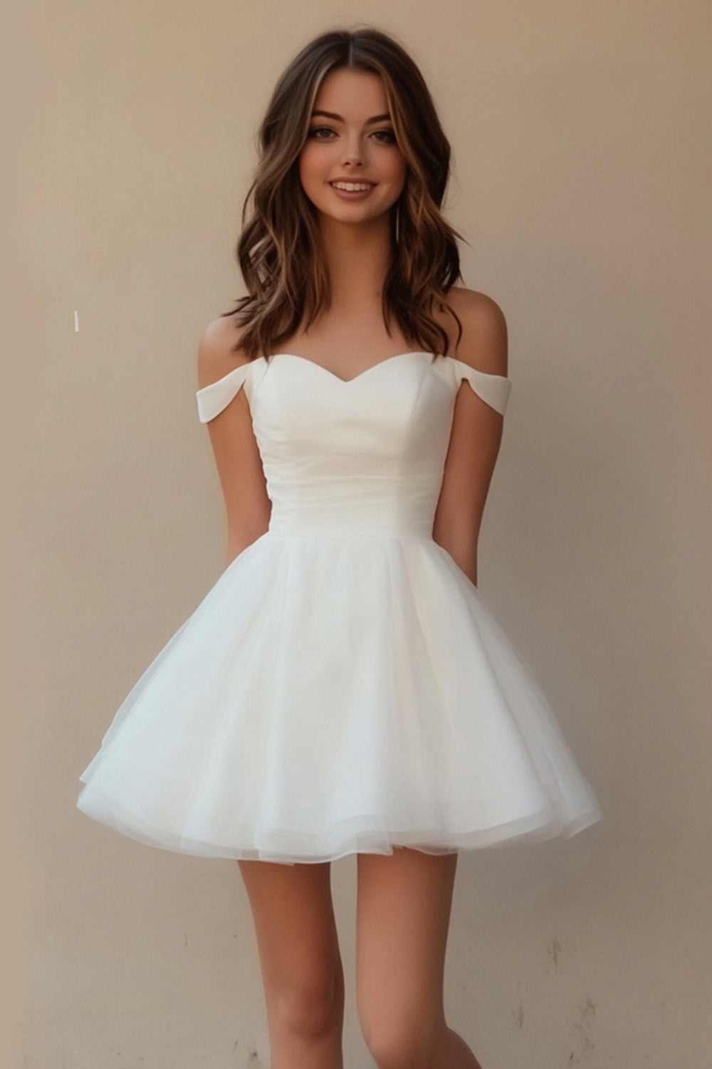 Off The Shoulder A Line Little White Dress