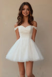 Off The Shoulder A Line Little White Dress