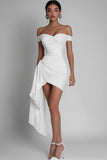Chic Off The Shoulder Little White Dress with Sash