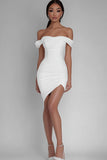 White Off The Shoulder Bodycon Graduation Dress