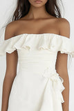 Off The Shoulder Ivory Bodycon Ruffled Graduation Dress