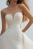 Ivory Sweetheart Lace Wedding Dress With Tulle