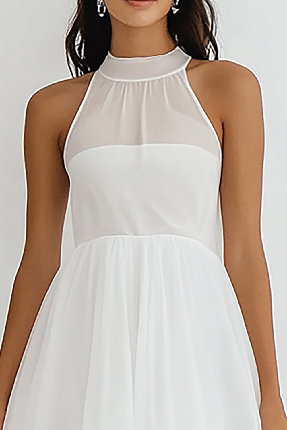 Halter A Line White Graduation Dress