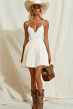 Ivory A Line Pleated Graduation Dress