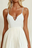 Ivory A Line Pleated Graduation Dress