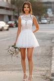 Halter A Line Lace Little White Dress