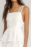 Tiered Ivory Lace A Line Midi Graduation Dress With Ruffles