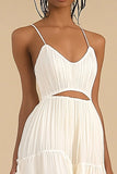 Ivory Ruffled A Line Midi Graduation Dress