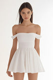 White A Line Off The Shoulder Mini Graduation Dress