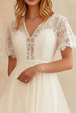 Ivory A Line Graduation Dress with Lace