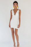 White Ruffled Short Graduation Dress
