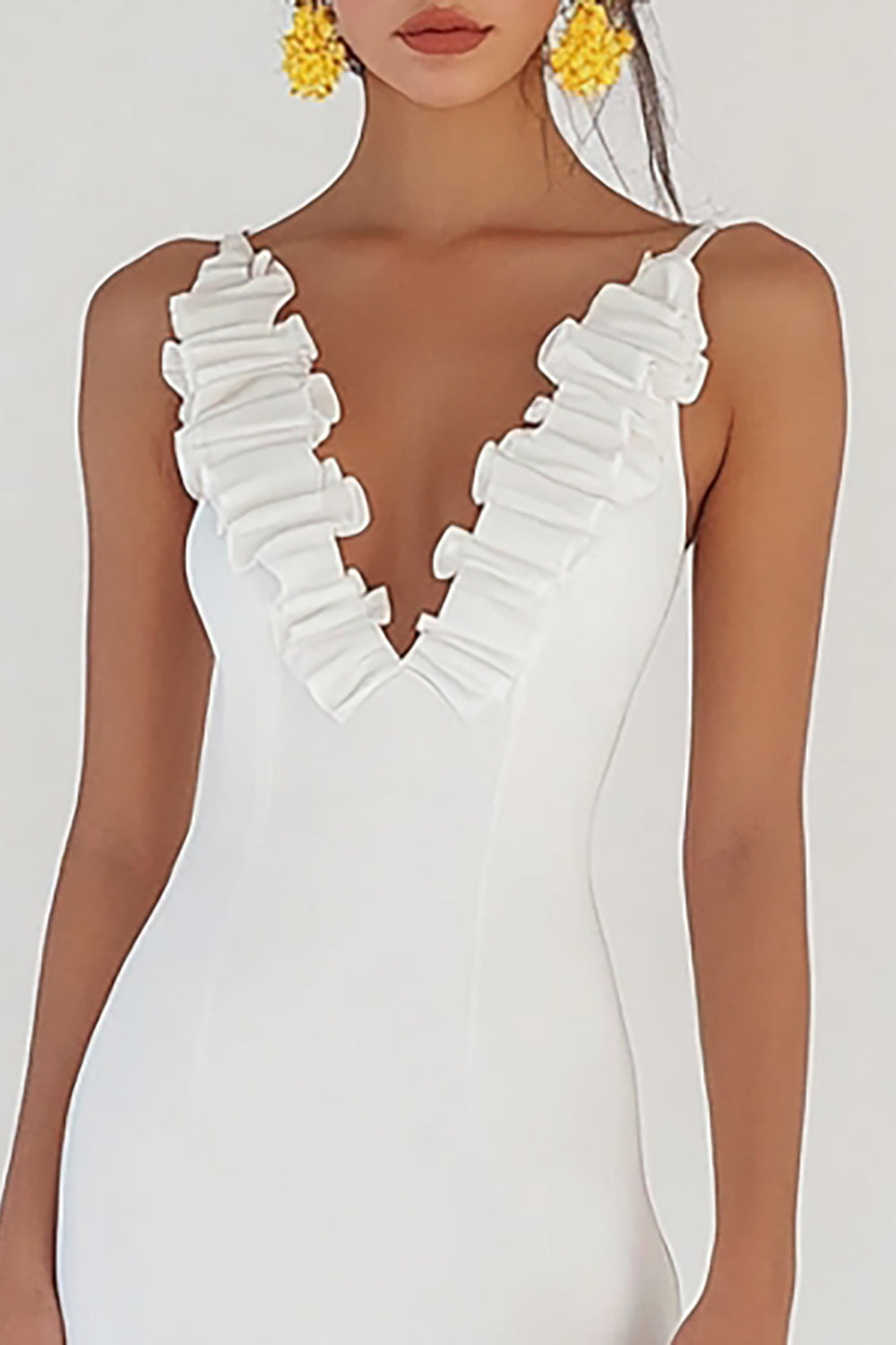 White Ruffled Short Graduation Dress