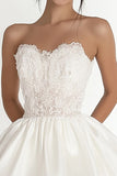 Strapless White Graduation Dress with Appliques