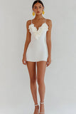 White Ruffled Bodycon Short Graduation Dress