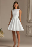 A Line White Satin Short Graduation Dress