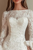 Ivory Lace Ruffle Graduation Dress with Long Sleeves
