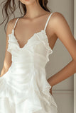 Ivory Chiffon Ruffled Graduation Dress