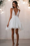 White A Line Spaghetti Straps Tulle Graduation Dress