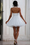 Chic White Halter A Line Graduation Dress