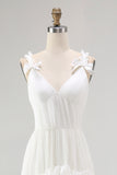 Ivory High Low Tiered Ruffled Bridal Shower Dress