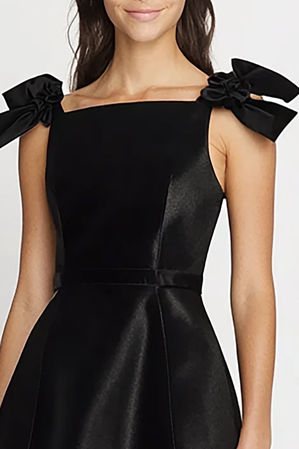 Satin A Line Little Black Dress with Bows
