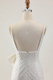 Pearl Bodycon White Homecoming Dress With Bow