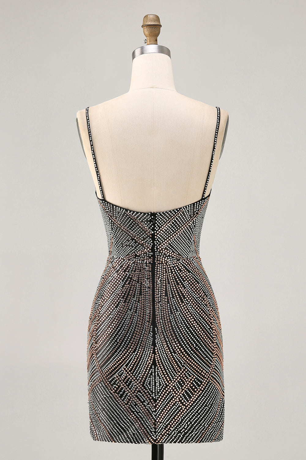 Burgundy Beaded Spaghetti Straps Bodycon Homecoming Dress