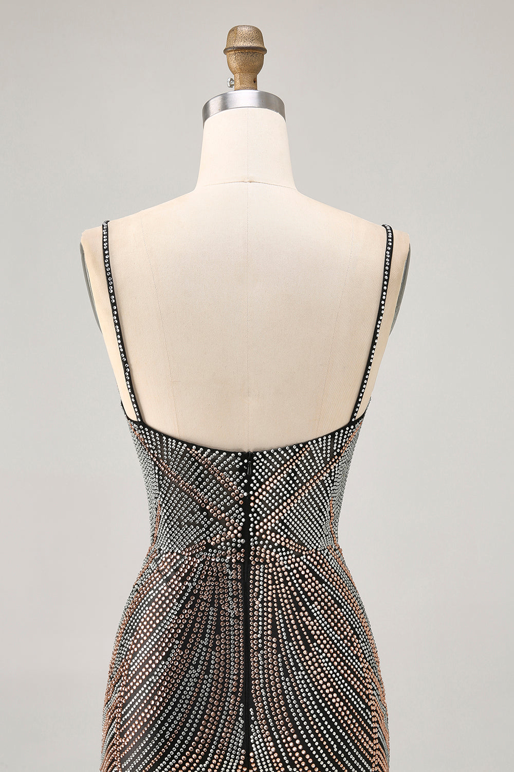 Burgundy Beaded Spaghetti Straps Bodycon Homecoming Dress