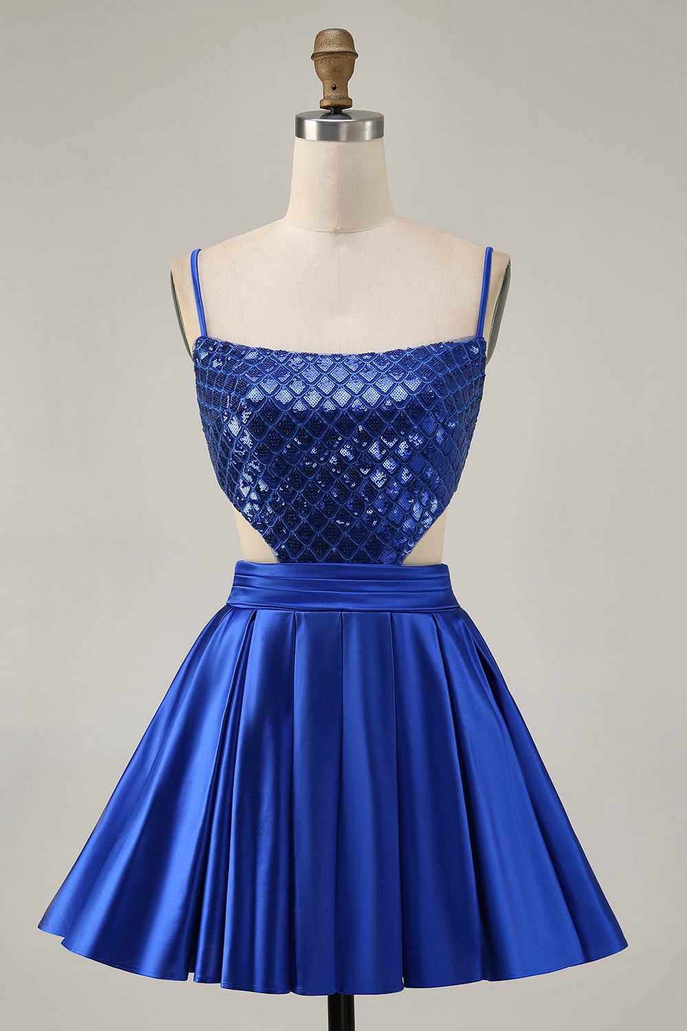 Royal Blue Cut Out A Line Homecoming Dress with Sequins