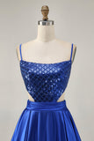 Royal Blue Cut Out A Line Homecoming Dress with Sequins