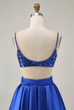 Royal Blue Cut Out A Line Homecoming Dress with Sequins