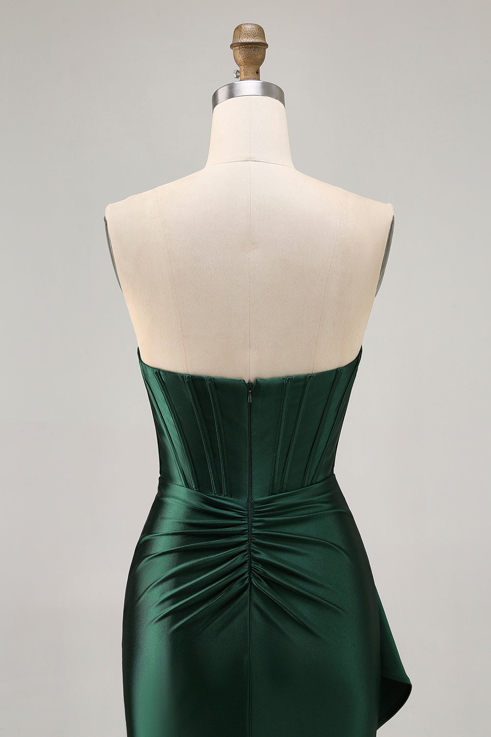 Dark Green Cut-Out Strapless Corset Homecoming Dress With Sash