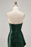 Dark Green Cut-Out Strapless Corset Homecoming Dress With Sash