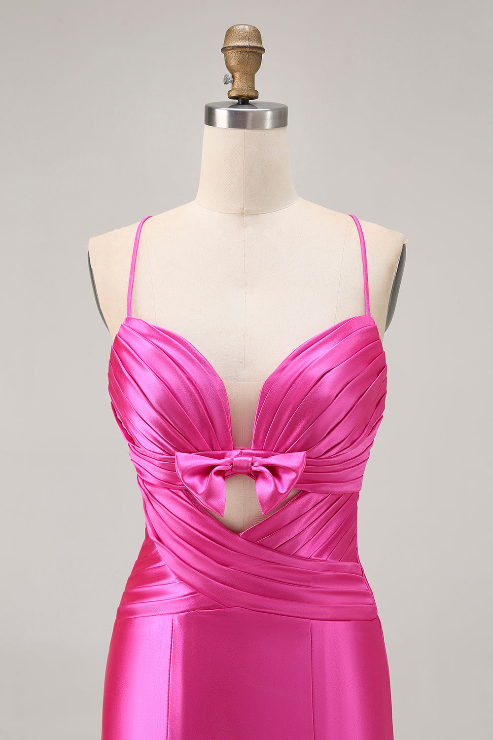 Fuchsia Cut Out Satin Tight Homecoming Dress