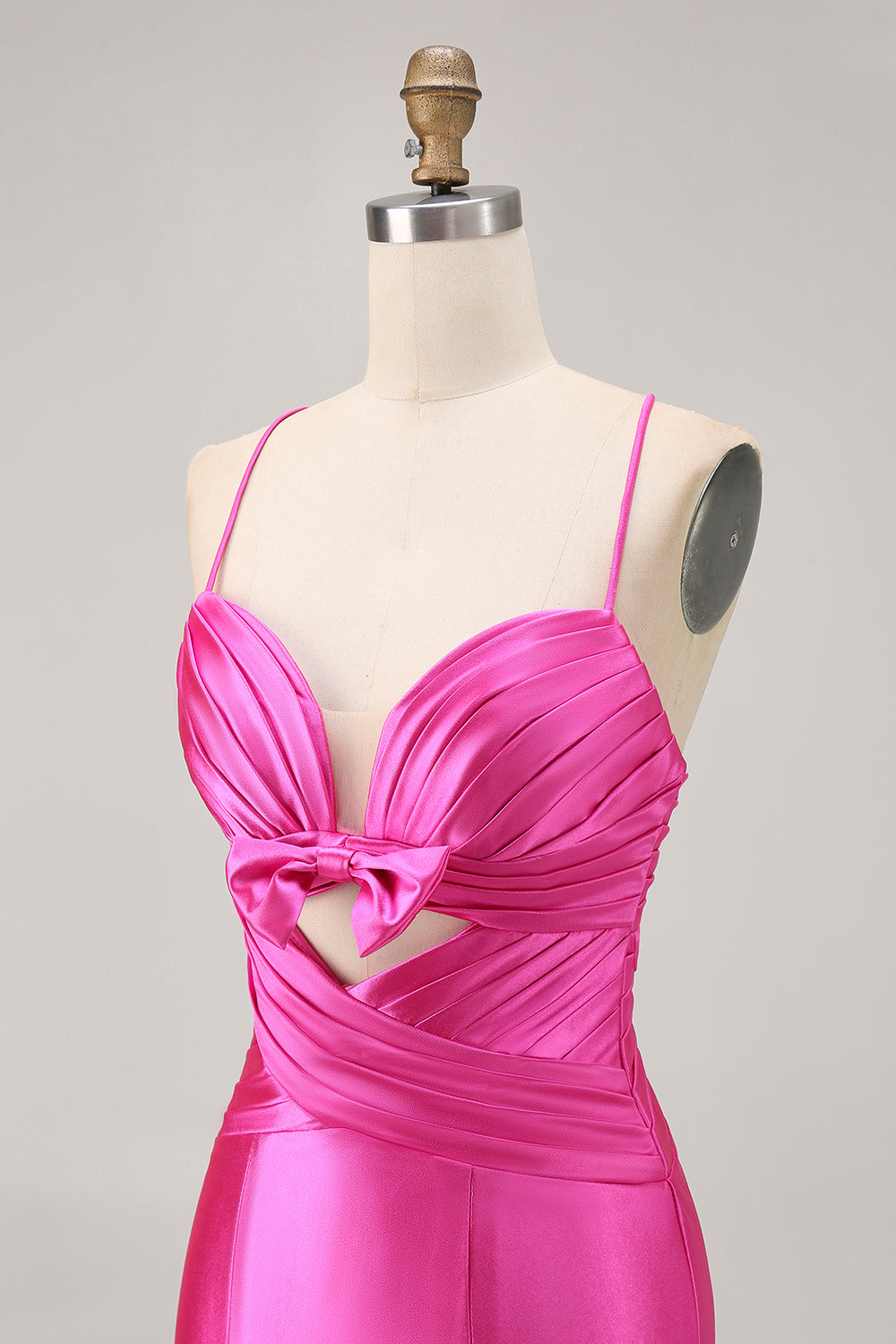 Fuchsia Cut Out Satin Tight Homecoming Dress